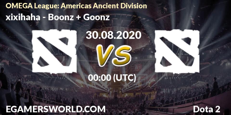 xixihaha - Boonz + Goonz: Maç tahminleri. 29.08.2020 at 23:19, Dota 2, OMEGA League: Americas Ancient Division