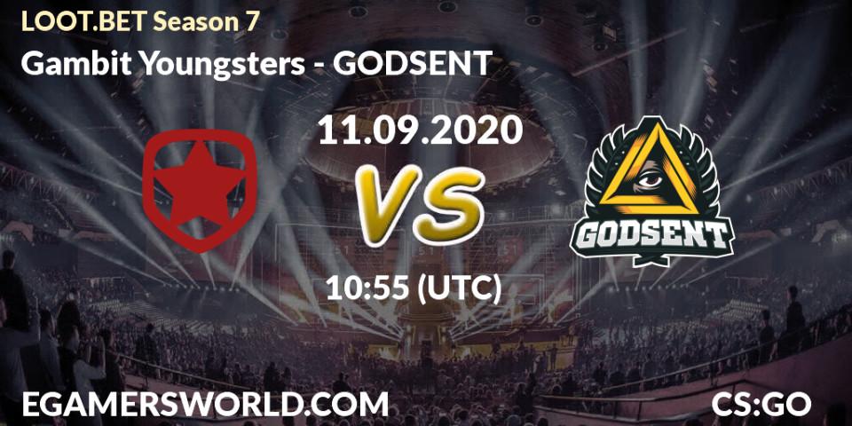 Gambit Youngsters - GODSENT: Maç tahminleri. 11.09.2020 at 17:00, Counter-Strike (CS2), LOOT.BET Season 7