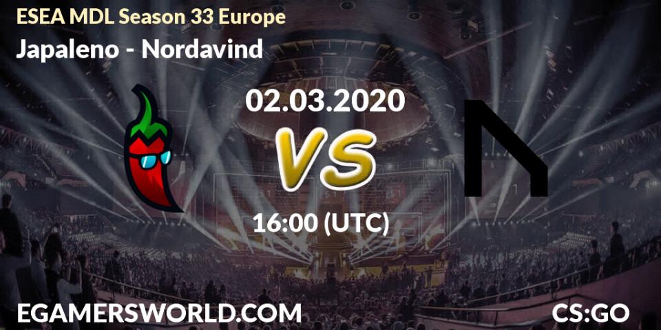 Japaleno - Nordavind: Maç tahminleri. 11.03.2020 at 17:30, Counter-Strike (CS2), ESEA MDL Season 33 Europe