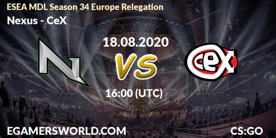 Nexus - CeX: Maç tahminleri. 18.08.20, CS2 (CS:GO), ESEA MDL Season 34 Europe Relegation