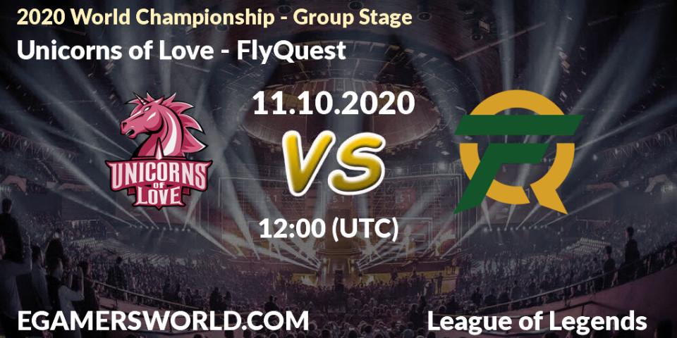 Unicorns of Love - FlyQuest: Maç tahminleri. 11.10.2020 at 12:00, LoL, 2020 World Championship - Group Stage