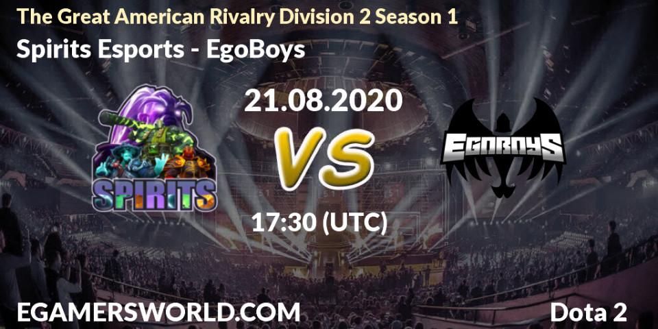 Spirits Esports - EgoBoys: Maç tahminleri. 23.08.2020 at 21:13, Dota 2, The Great American Rivalry Division 2 Season 1