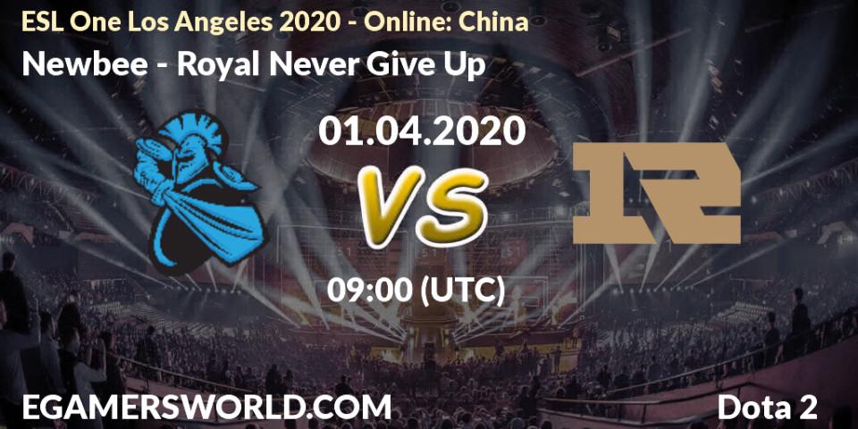Newbee - Royal Never Give Up: Maç tahminleri. 01.04.20, Dota 2, ESL One Los Angeles 2020 - Online: China
