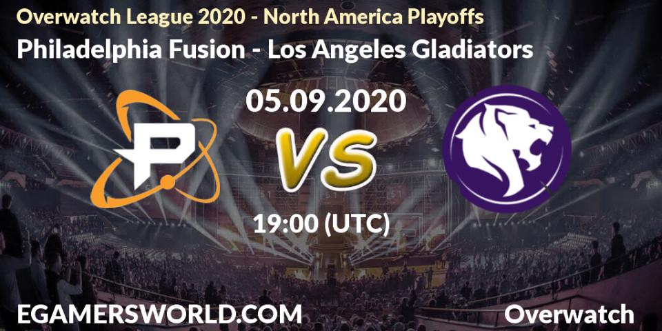 Philadelphia Fusion - Los Angeles Gladiators: Maç tahminleri. 05.09.2020 at 19:00, Overwatch, Overwatch League 2020 - North America Playoffs