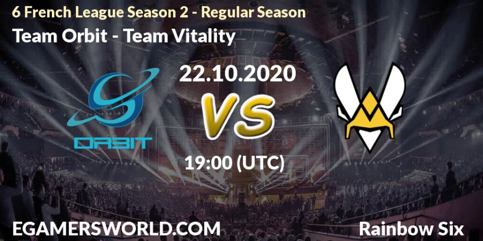 Team Orbit - Team Vitality: Maç tahminleri. 22.10.2020 at 19:00, Rainbow Six, 6 French League Season 2 