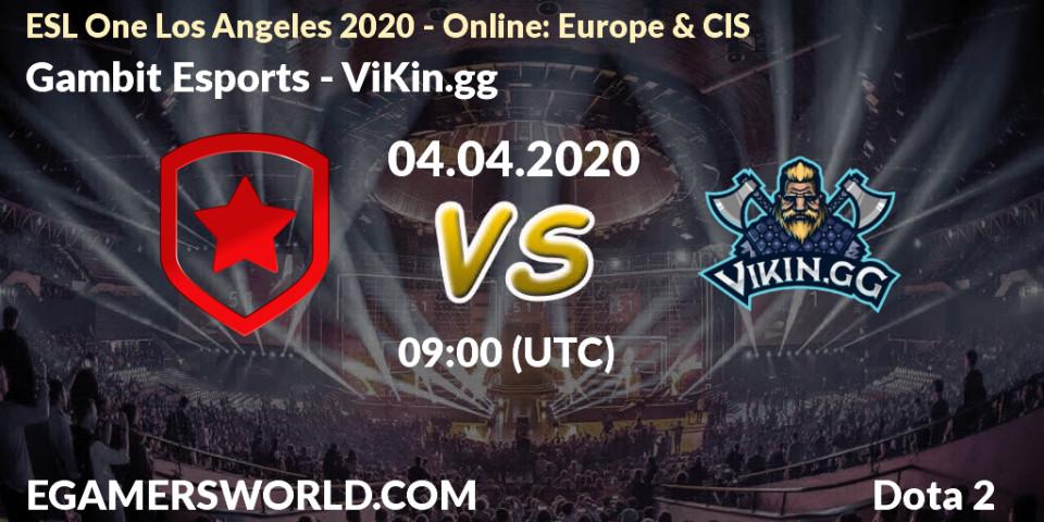 Gambit Esports - ViKin.gg: Maç tahminleri. 04.04.2020 at 09:01, Dota 2, ESL One Los Angeles 2020 - Online: Europe & CIS