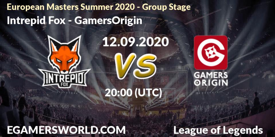 Intrepid Fox - GamersOrigin: Maç tahminleri. 12.09.2020 at 20:00, LoL, European Masters Summer 2020 - Group Stage