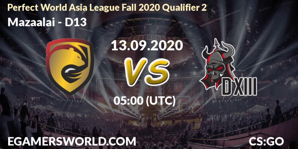 Mazaalai - D13: Maç tahminleri. 13.09.20, CS2 (CS:GO), Perfect World Asia League Fall 2020 Qualifier 2