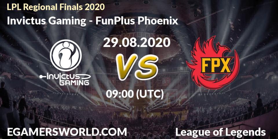 Invictus Gaming - FunPlus Phoenix: Maç tahminleri. 29.08.2020 at 08:46, LoL, LPL Regional Finals 2020