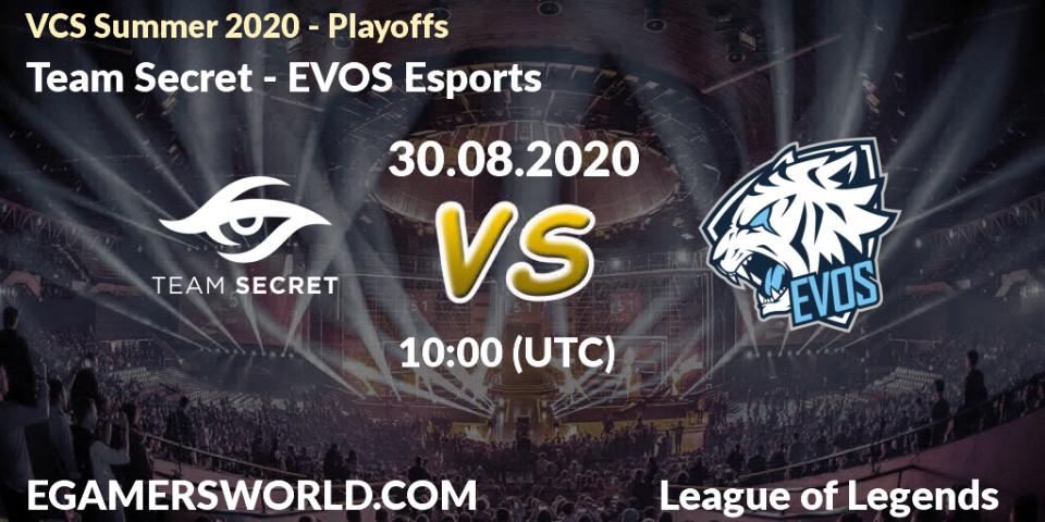 Team Secret - EVOS Esports: Maç tahminleri. 30.08.20, LoL, VCS Summer 2020 - Playoffs