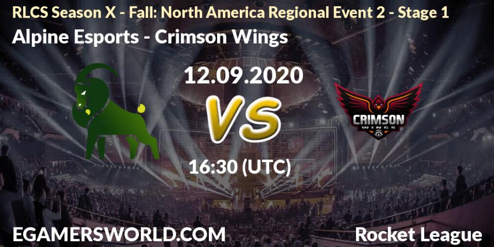 Alpine Esports - Crimson Wings: Maç tahminleri. 13.09.2020 at 16:30, Rocket League, RLCS Season X - Fall: North America Regional Event 2 - Stage 1