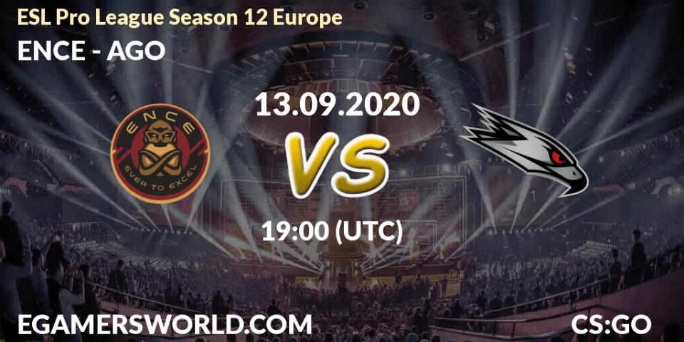 ENCE - AGO: Maç tahminleri. 13.09.2020 at 19:00, Counter-Strike (CS2), ESL Pro League Season 12 Europe