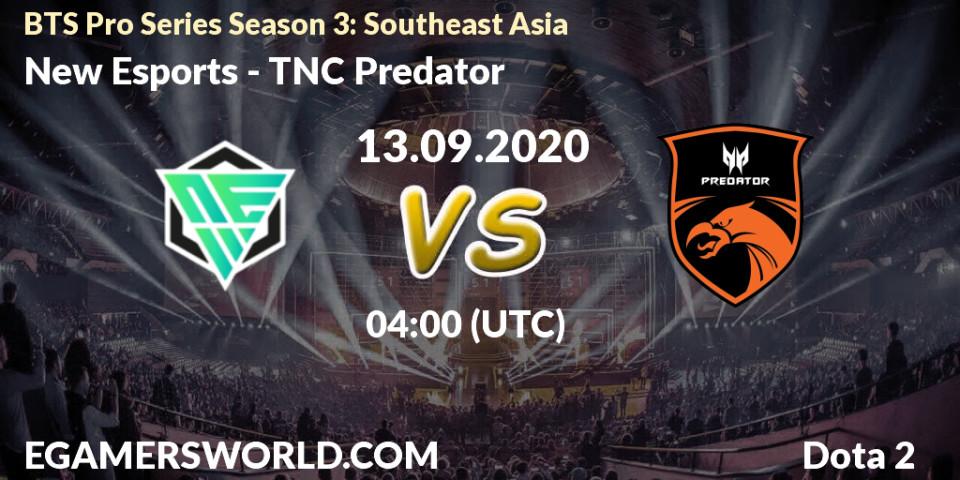 New Esports - TNC Predator: Maç tahminleri. 13.09.2020 at 04:00, Dota 2, BTS Pro Series Season 3: Southeast Asia