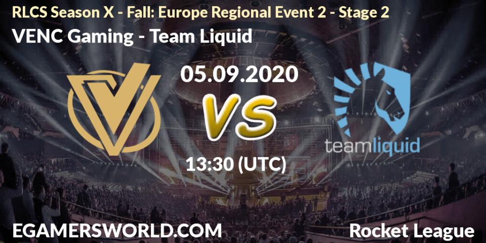 VENC Gaming - Team Liquid: Maç tahminleri. 05.09.2020 at 13:30, Rocket League, RLCS Season X - Fall: Europe Regional Event 2 - Stage 2