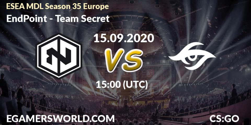 EndPoint - Team Secret: Maç tahminleri. 15.09.2020 at 15:00, Counter-Strike (CS2), ESEA MDL Season 35 Europe