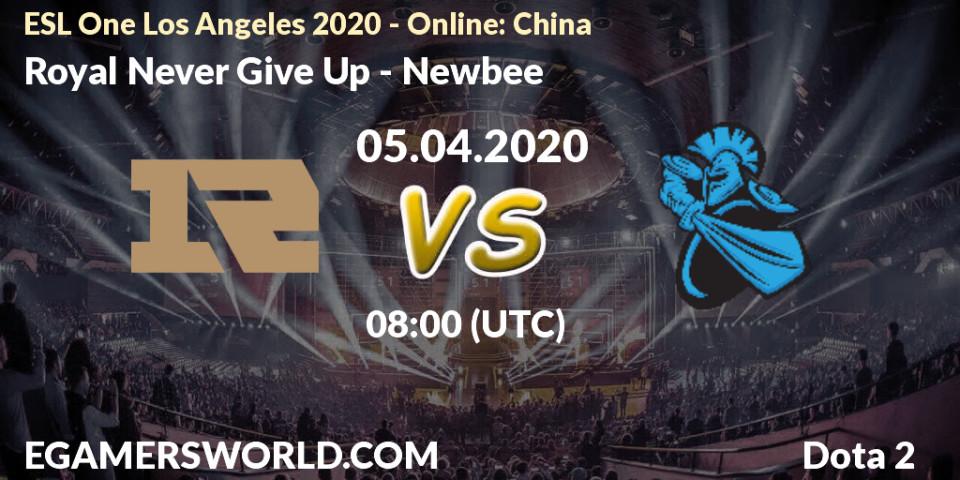 Royal Never Give Up - Newbee: Maç tahminleri. 05.04.20, Dota 2, ESL One Los Angeles 2020 - Online: China