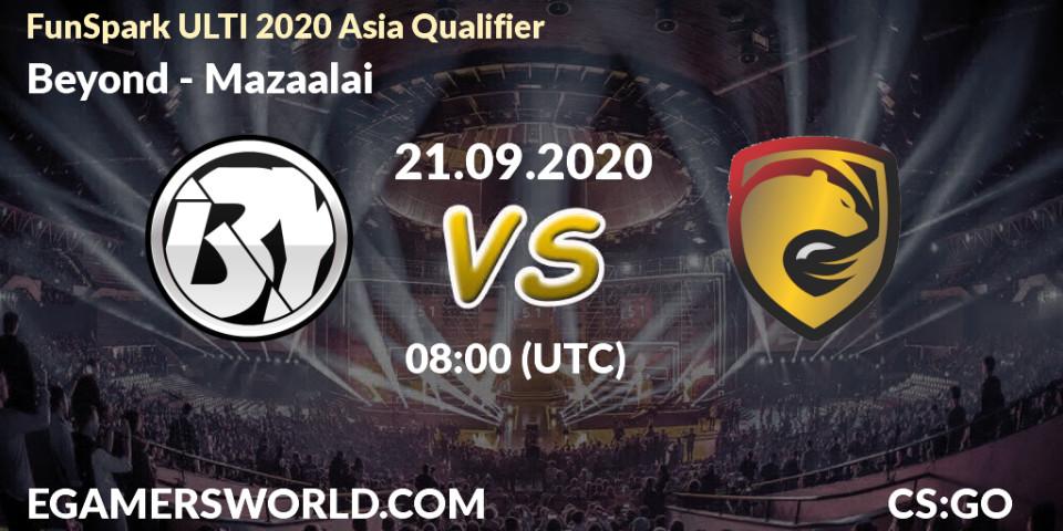 Beyond - Mazaalai: Maç tahminleri. 21.09.20, CS2 (CS:GO), FunSpark ULTI 2020 Asia Qualifier