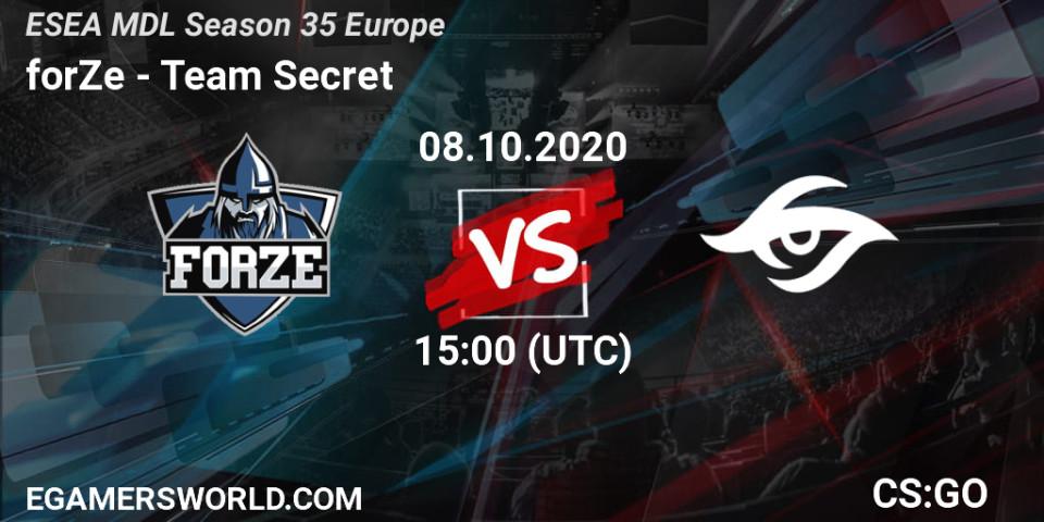 forZe - Team Secret: Maç tahminleri. 08.10.2020 at 15:00, Counter-Strike (CS2), ESEA MDL Season 35 Europe