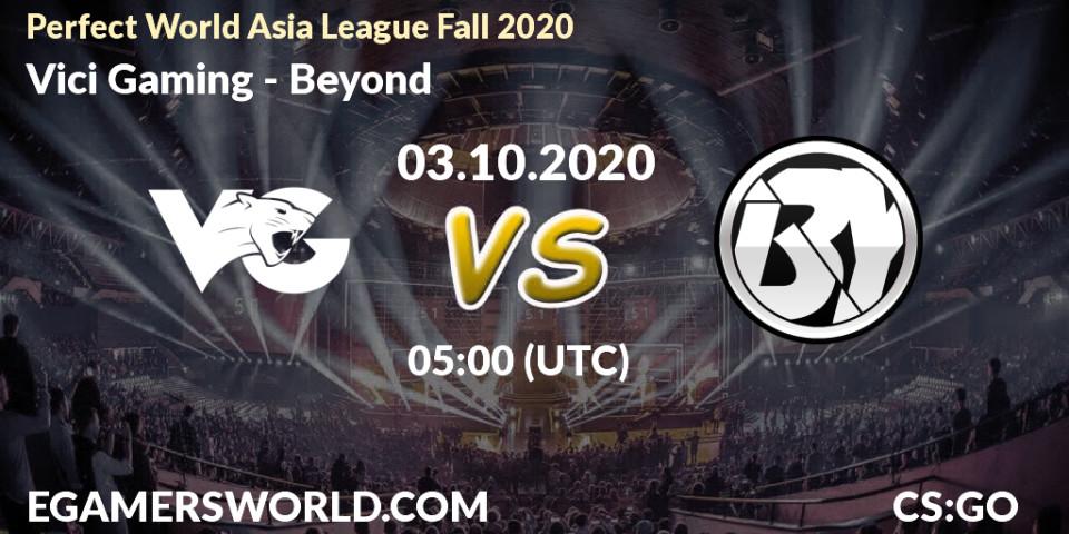 Vici Gaming - Beyond: Maç tahminleri. 03.10.2020 at 05:00, Counter-Strike (CS2), Perfect World Asia League Fall 2020