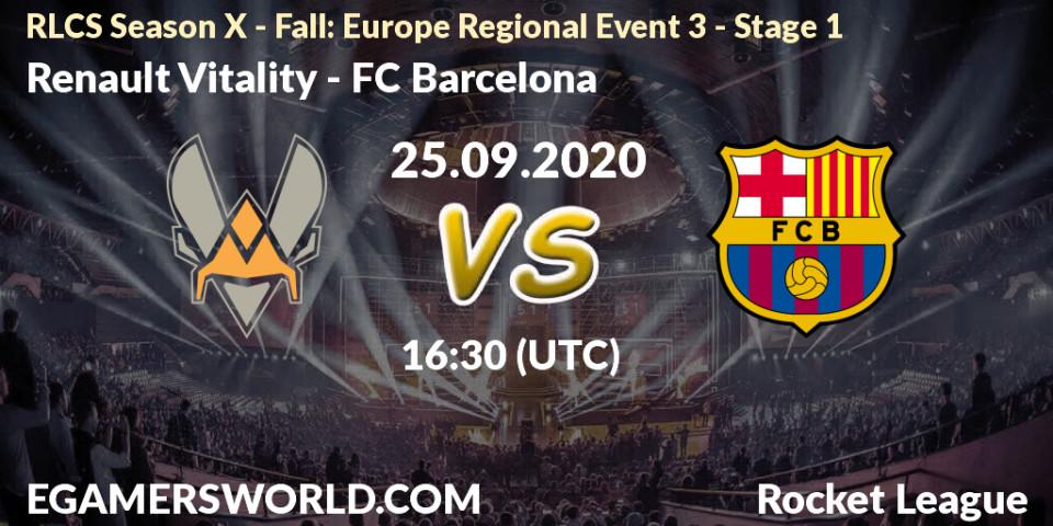 Renault Vitality - FC Barcelona: Maç tahminleri. 25.09.20, Rocket League, RLCS Season X - Fall: Europe Regional Event 3 - Stage 1