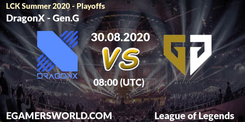 DragonX - Gen.G: Maç tahminleri. 30.08.2020 at 06:09, LoL, LCK Summer 2020 - Playoffs