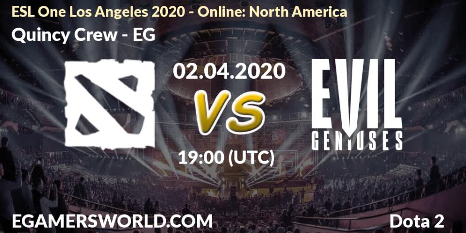Quincy Crew - EG: Maç tahminleri. 02.04.2020 at 19:47, Dota 2, ESL One Los Angeles 2020 - Online: North America