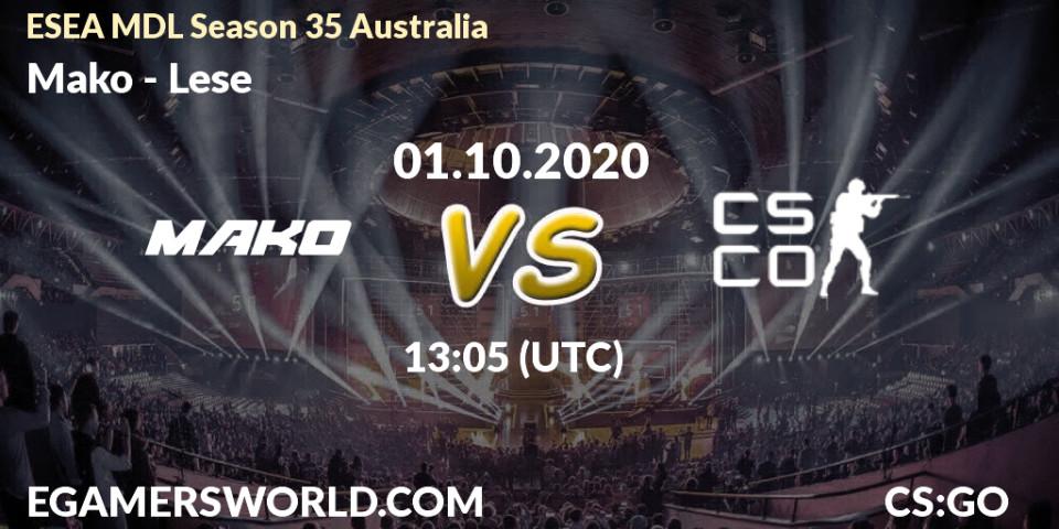 Mako - Lese: Maç tahminleri. 18.10.2020 at 09:05, Counter-Strike (CS2), ESEA MDL Season 35 Australia