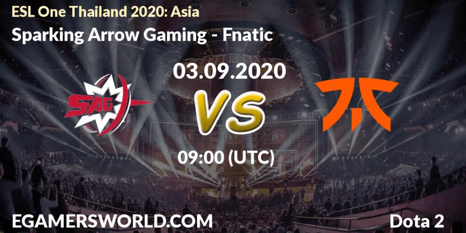 Sparking Arrow Gaming - Fnatic: Maç tahminleri. 03.09.2020 at 08:34, Dota 2, ESL One Thailand 2020: Asia