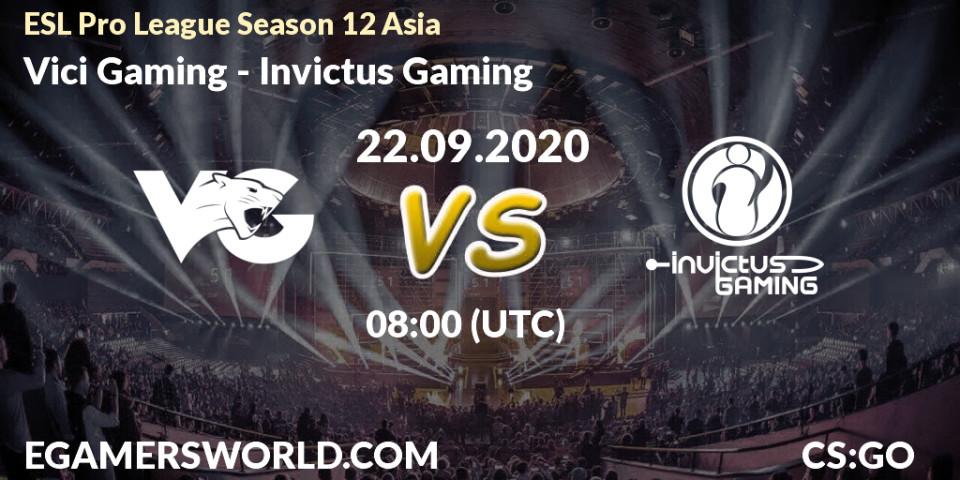 Vici Gaming - Invictus Gaming: Maç tahminleri. 22.09.2020 at 08:00, Counter-Strike (CS2), ESL Pro League Season 12 Asia