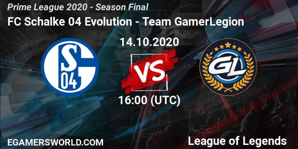 FC Schalke 04 Evolution - Team GamerLegion: Maç tahminleri. 14.10.2020 at 17:07, LoL, Prime League 2020 - Season Final