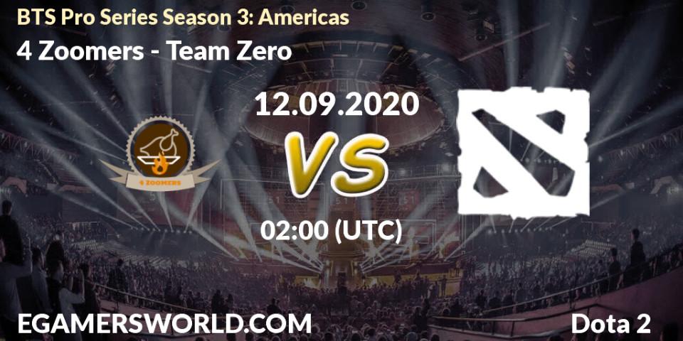 4 Zoomers - Team Zero: Maç tahminleri. 12.09.2020 at 03:45, Dota 2, BTS Pro Series Season 3: Americas