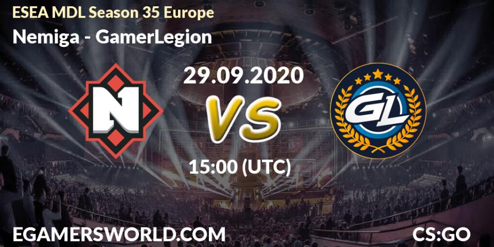 Nemiga - GamerLegion: Maç tahminleri. 29.09.2020 at 15:00, Counter-Strike (CS2), ESEA MDL Season 35 Europe