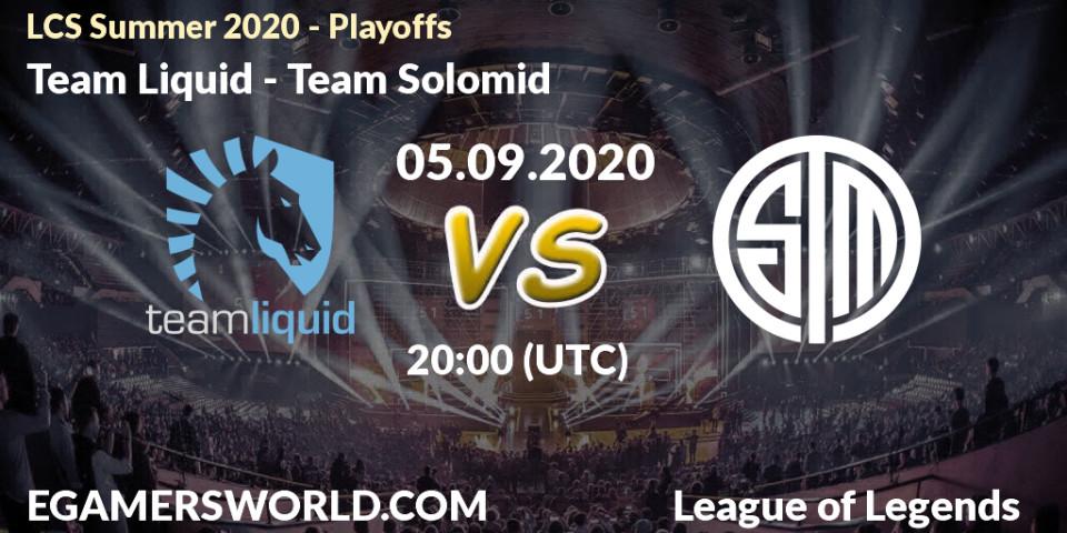 Team Liquid - Team Solomid: Maç tahminleri. 05.09.2020 at 19:31, LoL, LCS Summer 2020 - Playoffs
