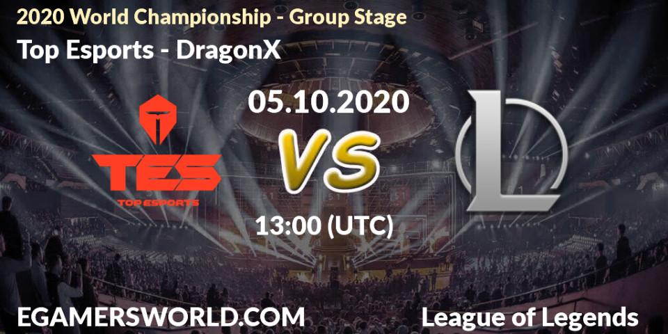 Top Esports - DRX: Maç tahminleri. 05.10.2020 at 13:00, LoL, 2020 World Championship - Group Stage