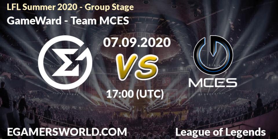 GameWard - Team MCES: Maç tahminleri. 07.09.2020 at 17:00, LoL, LFL Summer 2020 - Group Stage