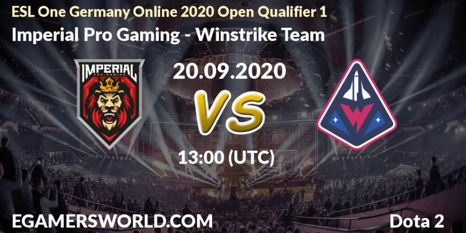 Imperial Pro Gaming - Winstrike Team: Maç tahminleri. 20.09.2020 at 13:00, Dota 2, ESL One Germany 2020 Online Open Qualifier 1