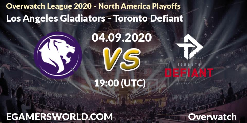 Los Angeles Gladiators - Toronto Defiant: Maç tahminleri. 04.09.2020 at 19:00, Overwatch, Overwatch League 2020 - North America Playoffs