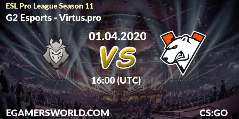 G2 Esports - Virtus.pro: Maç tahminleri. 01.04.2020 at 16:00, Counter-Strike (CS2), ESL Pro League Season 11: Europe