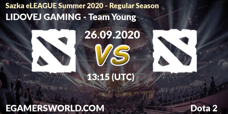 LIDOVEJ GAMING - Team Young: Maç tahminleri. 26.09.2020 at 14:05, Dota 2, Sazka eLEAGUE Summer 2020 - Regular Season