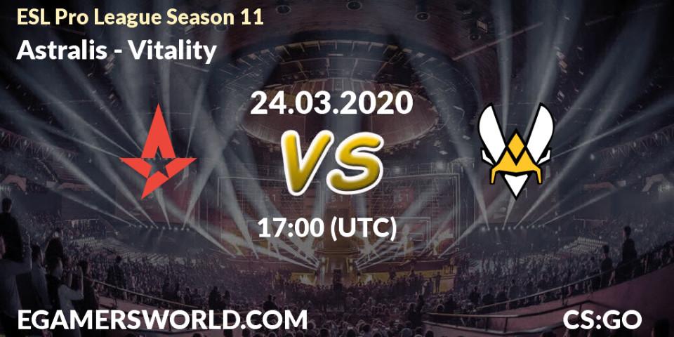 Astralis - Vitality: Maç tahminleri. 24.03.2020 at 21:35, Counter-Strike (CS2), ESL Pro League Season 11: Europe