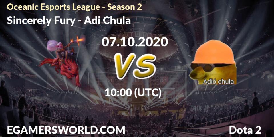 Sincerely Fury - Adió Chula: Maç tahminleri. 07.10.2020 at 09:48, Dota 2, Oceanic Esports League - Season 2