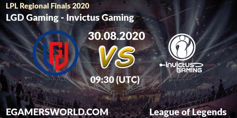 LGD Gaming - Invictus Gaming: Maç tahminleri. 30.08.2020 at 09:40, LoL, LPL Regional Finals 2020