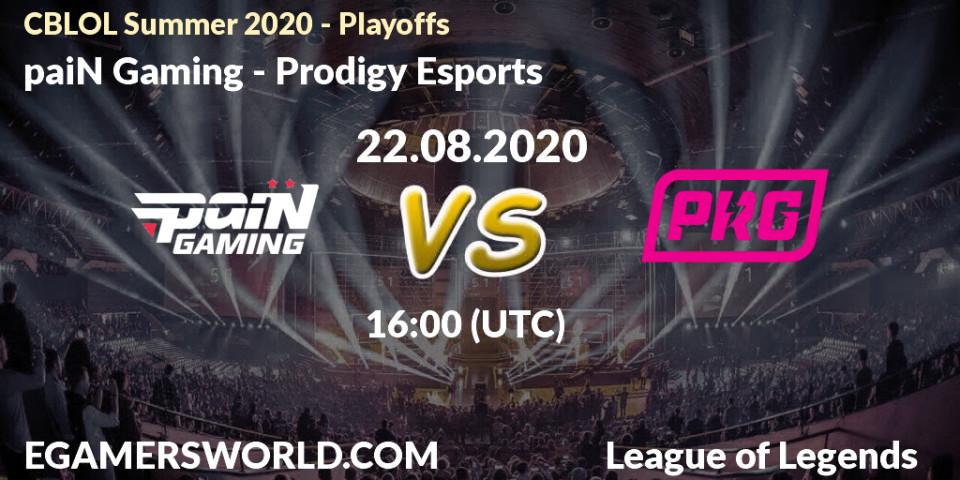 paiN Gaming - Prodigy Esports: Maç tahminleri. 22.08.20, LoL, CBLOL Winter 2020 - Playoffs