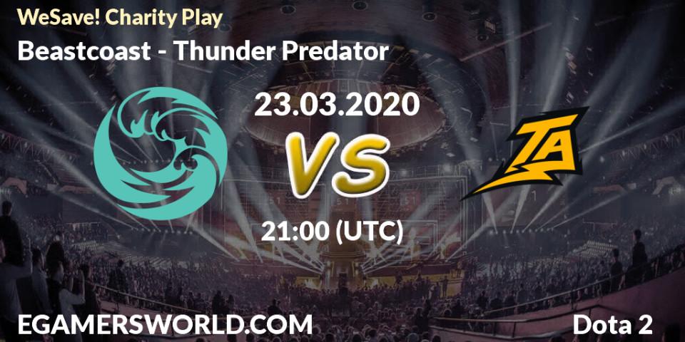 Beastcoast - Thunder Predator: Maç tahminleri. 23.03.20, Dota 2, WeSave! Charity Play