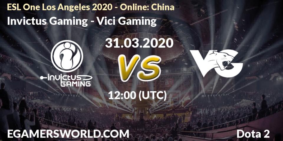 Invictus Gaming - Vici Gaming: Maç tahminleri. 31.03.2020 at 12:02, Dota 2, ESL One Los Angeles 2020 - Online: China