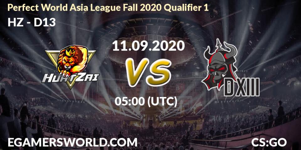 HZ - D13: Maç tahminleri. 11.09.2020 at 05:15, Counter-Strike (CS2), Perfect World Asia League Fall 2020 Qualifier 1