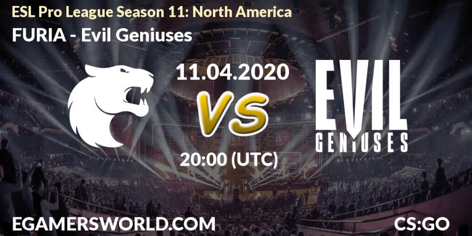 FURIA - Evil Geniuses: Maç tahminleri. 11.04.2020 at 20:30, Counter-Strike (CS2), ESL Pro League Season 11: North America