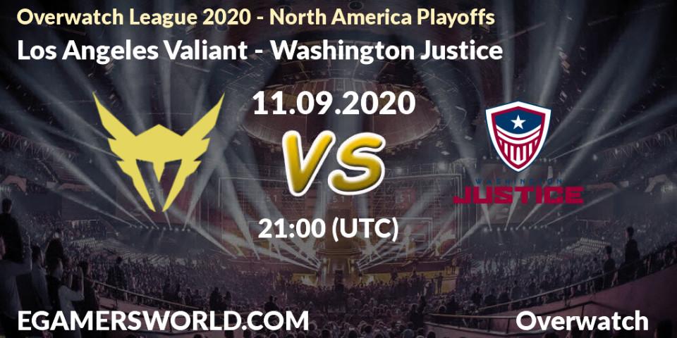 Los Angeles Valiant - Washington Justice: Maç tahminleri. 11.09.2020 at 21:00, Overwatch, Overwatch League 2020 - North America Playoffs