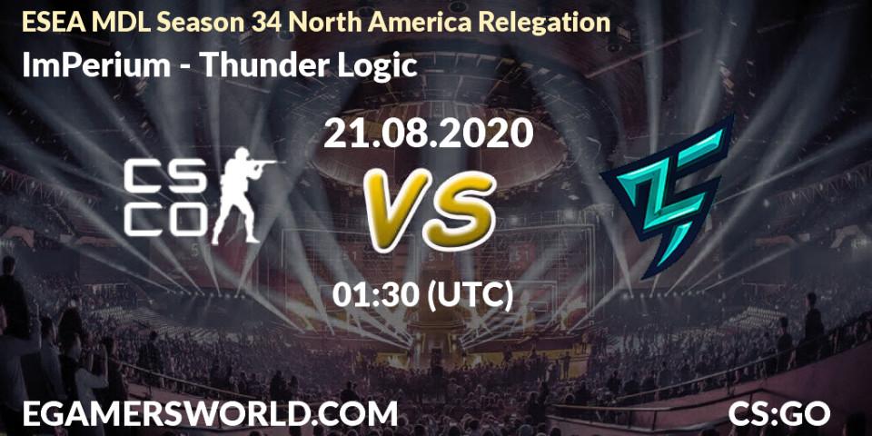 ImPerium - Thunder Logic: Maç tahminleri. 21.08.20, CS2 (CS:GO), ESEA MDL Season 34 North America Relegation