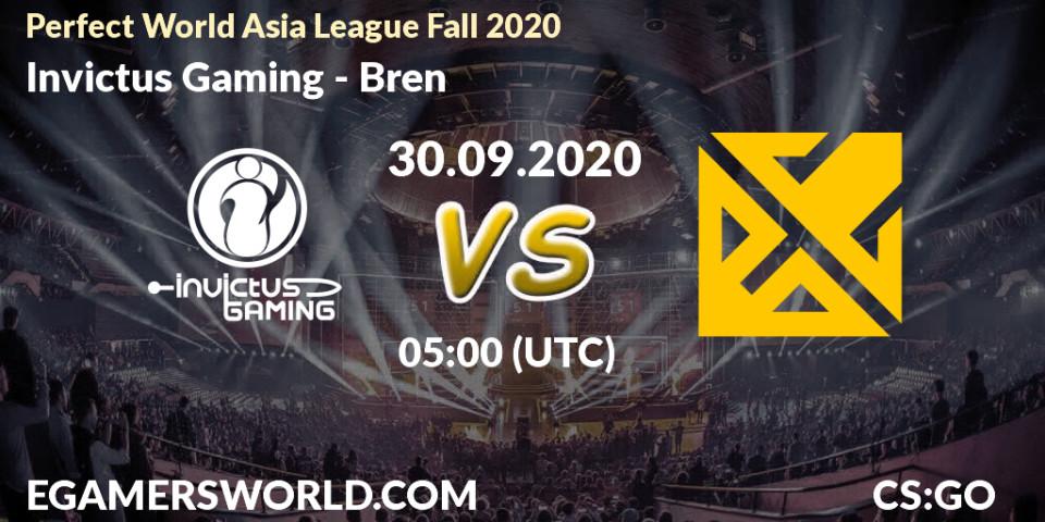 Invictus Gaming - Bren: Maç tahminleri. 30.09.2020 at 05:00, Counter-Strike (CS2), Perfect World Asia League Fall 2020